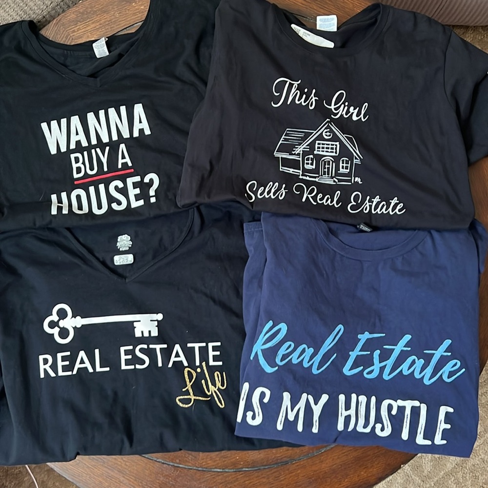 Lot of 4 Real Estate Realtor Plus Size T-Shirts Tees EUC